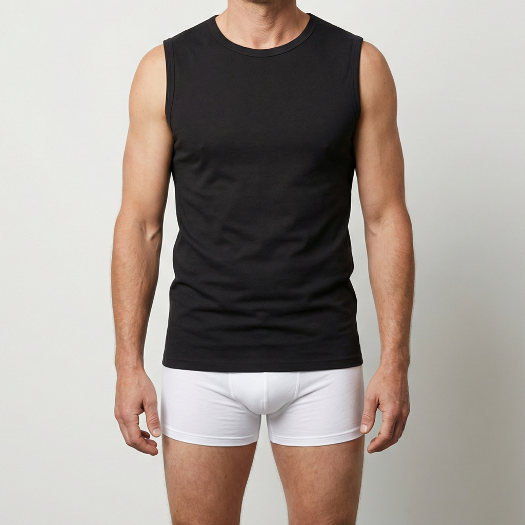 Beeren Heren Mouwloos Shirt M3000 Zwart voordeelpack - gedragen
