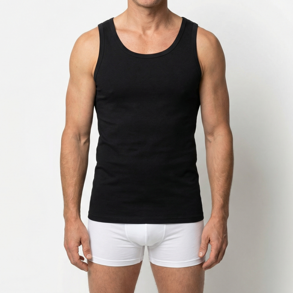 Beeren Heren Singlet Young Zwart voordeelpack - gedragen
