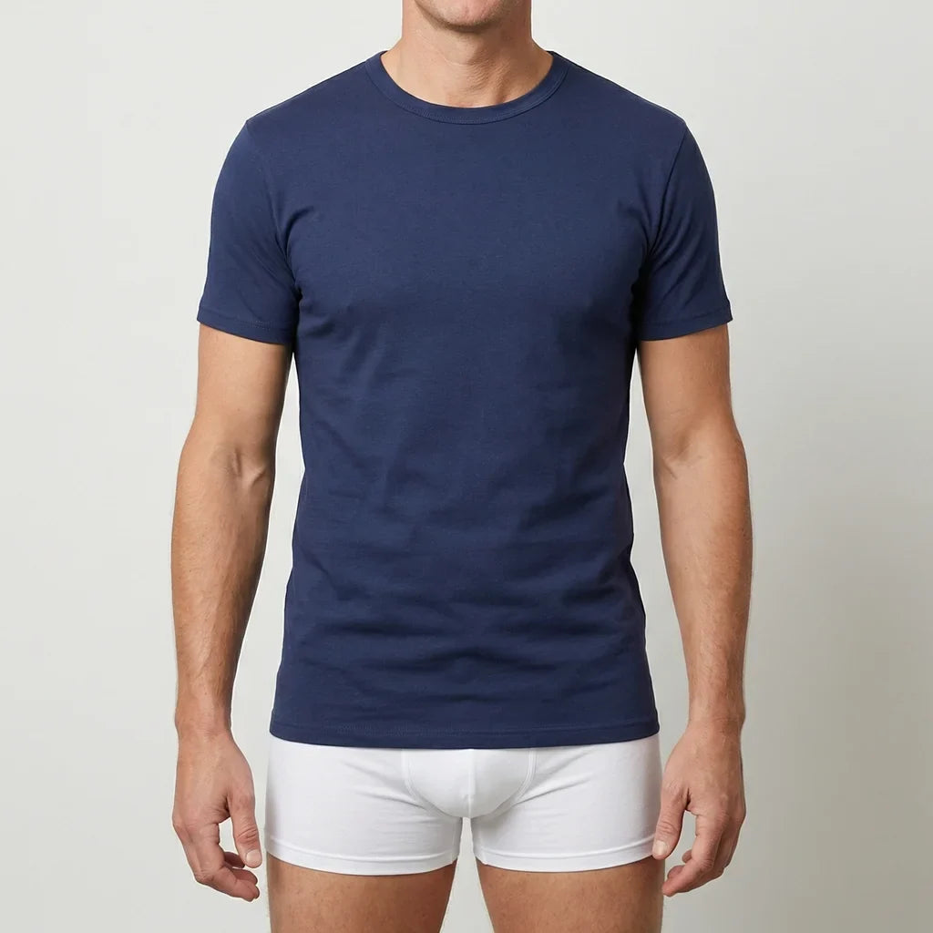 Beeren Heren T-Shirt Extra Lang M3000 Marine 2-Pack - gedragen