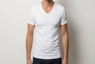 Beeren Heren Diepe V-Hals T-Shirt Extra Lang M3000 Wit voordeelpack - gedragen