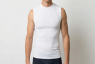 Beeren Heren Extra Lang Mouwloos Shirt Wit Mega voordeelpack - gedragen