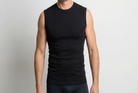 Beeren Heren Extra Lang Mouwloos Shirt Zwart voordeelpack - gedragen