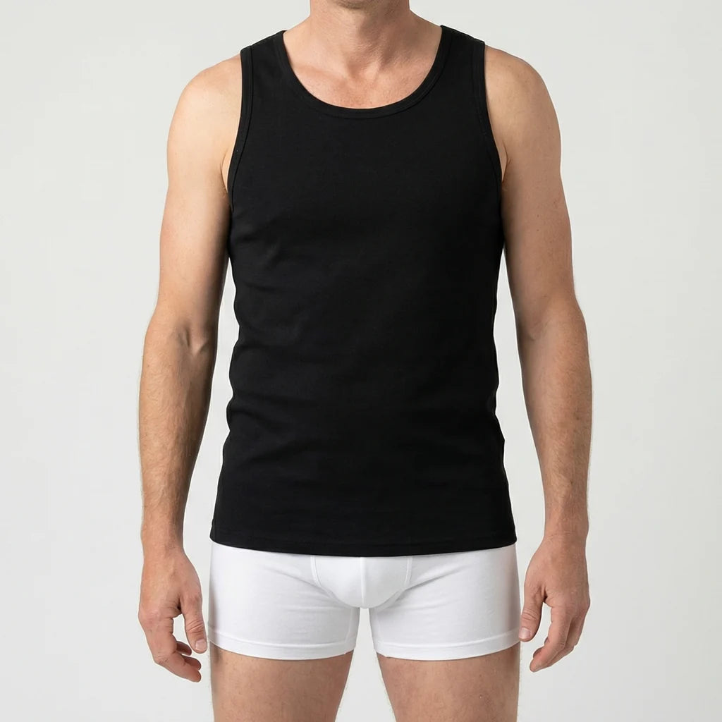 Beeren Heren Singlet Comfort Feeling Zwart voordeelpack - gedragen