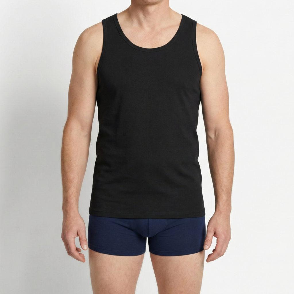 Beeren Heren Singlet Green Comfort Zwart Voordeelpack - gedragen