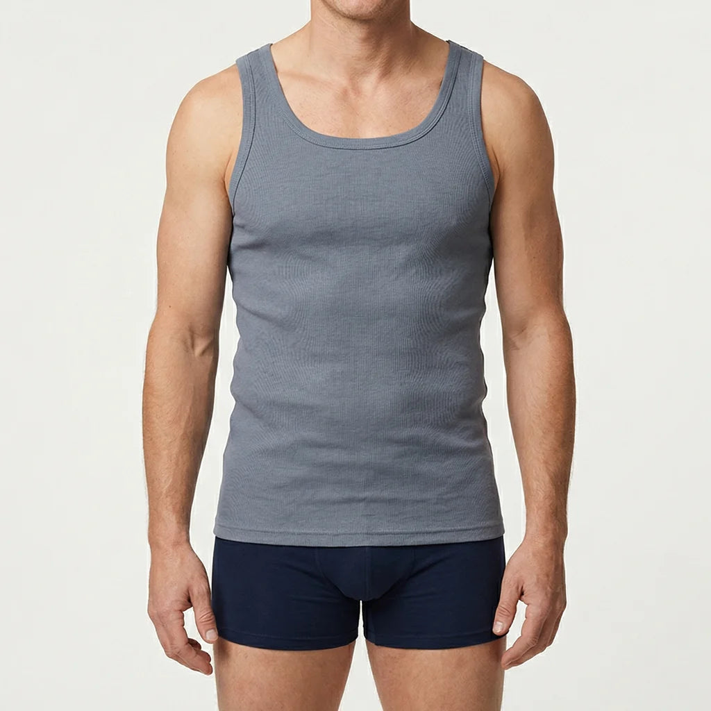 Beeren Heren Singlet M3000 Donkergrijs voordeelpack - gedragen