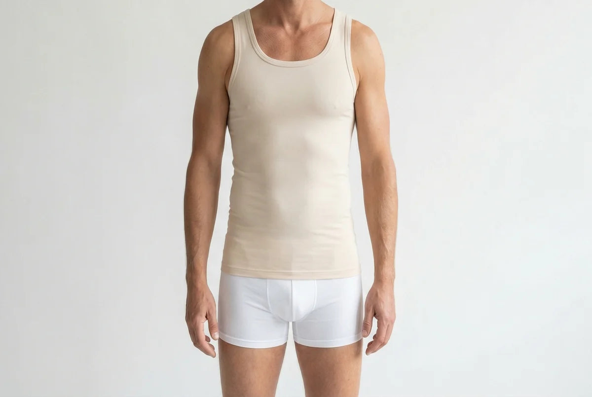 Beeren Heren Singlet M3000 Huidskleur Mega voordeelpack - gedragen