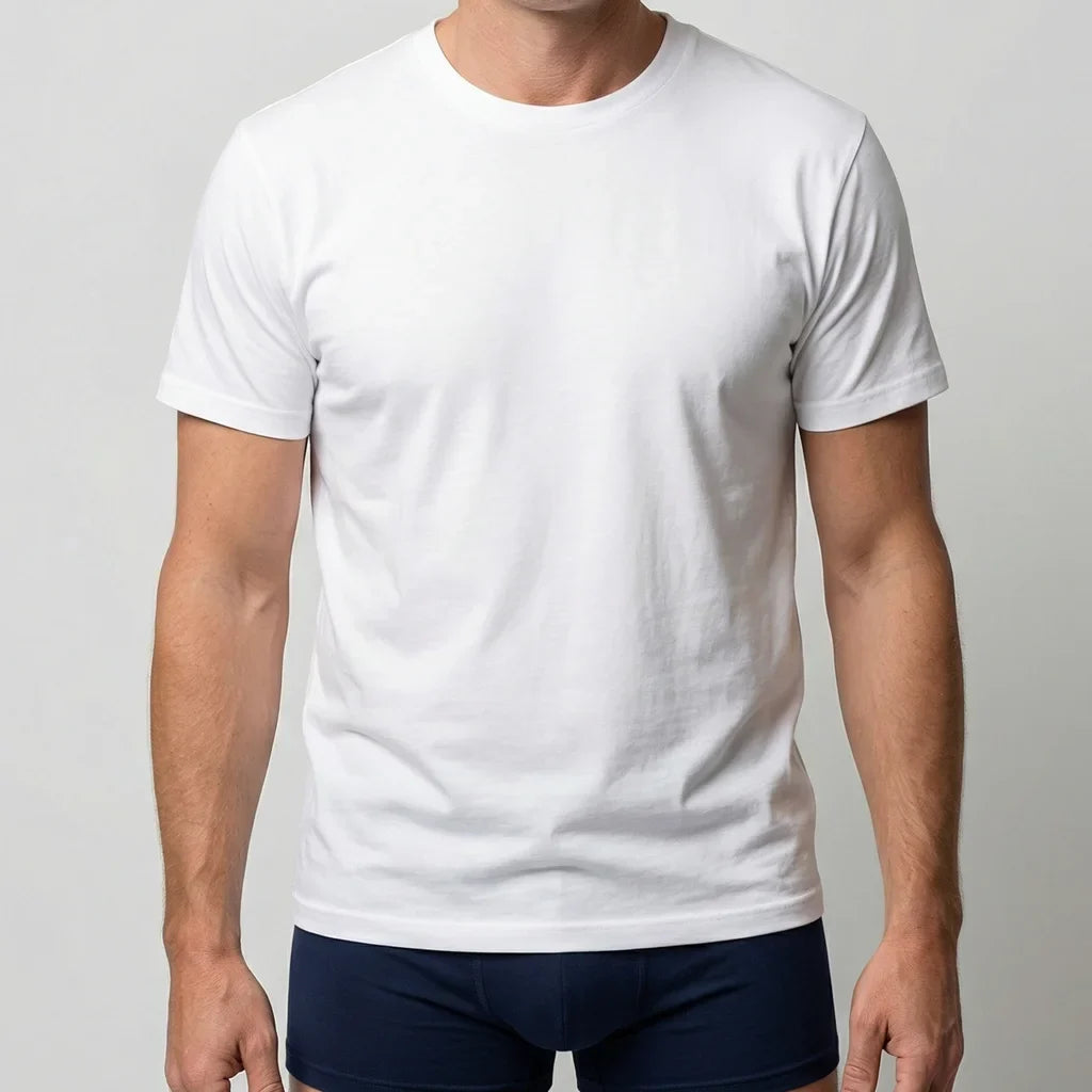 extra lange t-shirts 2-pack v-hals wit - gedragen
