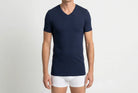 Beeren Heren V-Hals T-Shirt Extra Lang M3000 marine voordeelpack - gedragen