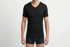 Beeren Heren V-Hals T-Shirt Extra Lang M3000 Zwart Mega voordeelpack - gedragen